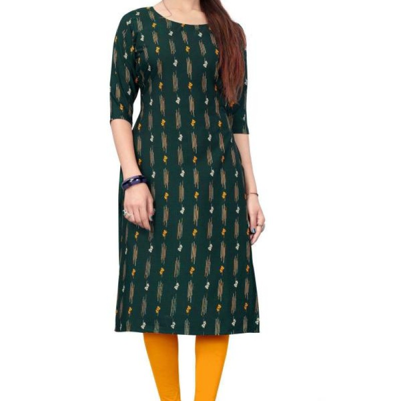 Women Green All over print Crepe Kurta